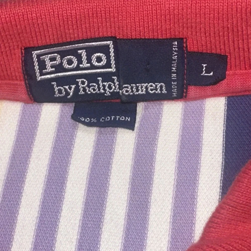 Vintage 90's Polo Ralph Lauren Stripped Multicolor Large  Polo Short Sleeve